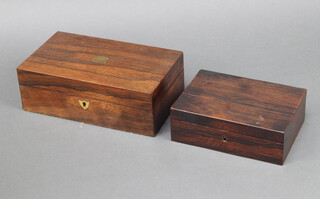 A Victorian rectangular rosewood trinket box with hinged lid and brass escutcheon 6cm h x 8cm w x 3cm together with 1 other 9cm h x 24cm w x 4cm d 