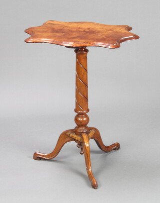 A Victorian shaped mahogany wine table raised on carved turned column and tripod base 72cm h x 48cm w x 39cm d 