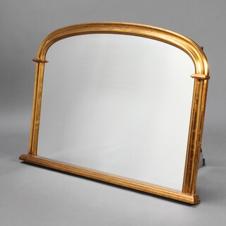 A Victorian style D shaped over mantel mirror contained in a gilt frame 81cm h x 114cm w x 6cm d 