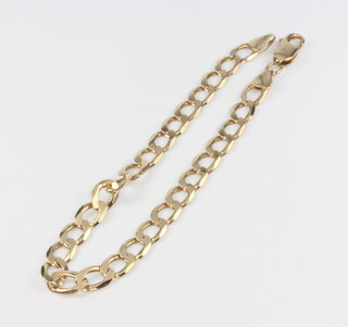 A 9ct yellow gold flat link bracelet 6.4 grams, 20cm 