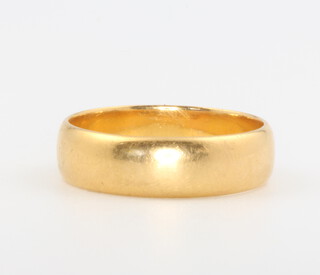 A 22ct yellow gold wedding band size N, 4.8 grams 