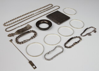 A silver necklace and minor silver jewellery etc, 470 grams