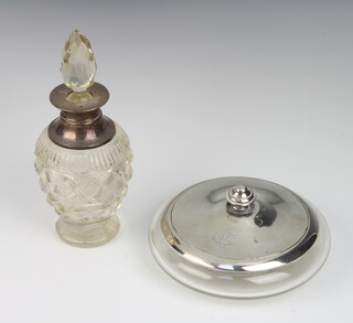 A silver scent Birmingham 1922, 18cm together with a silver mounted hair tidy (rubbed marks) 