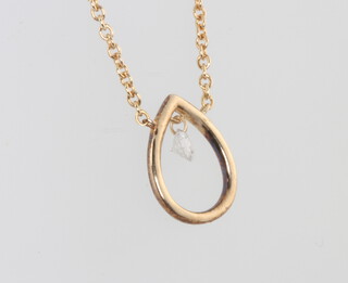 A 9ct yellow gold pear shaped pendant and chain 1.5 grams