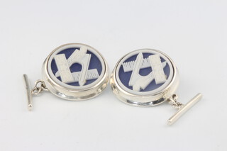 A pair of 925 standard silver 2 colour Masonic cufflinks 