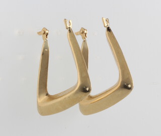 A pair of 9ct yellow gold squared hoop earrings 0.8 grams