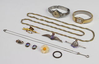 A lady's Marvin wristwatch and minor jewellery 