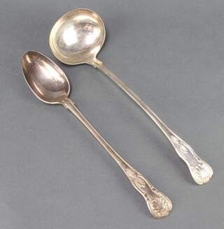 A plated Kings pattern ladle and basting spoon 