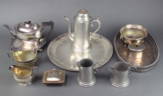 A silver plated 3 piece tea set and minor plated wares 