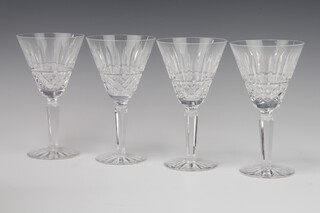 Four Waterford Crystal tapered wine glasses 16cm 