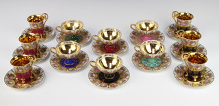 2 20th Century Austrian set of 6 coffee cups and 6 saucers with fete gallant panels