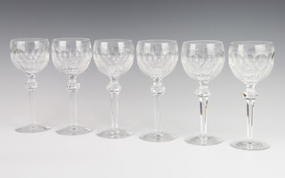 Six Waterford Crystal Curraghmore pattern hock glasses 