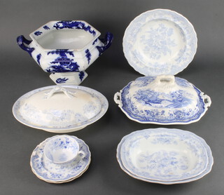 A quantity of 19th Century blue and white dinner and tea ware 