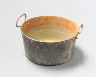 A copper and iron preserving pan 18cm x 36cm 