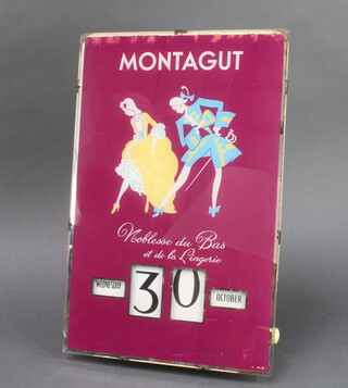 S.I.TA.M Clichy, a 1940's French plastic and glass perpetual advertising calendar marked Montagu Lingerie Novelesque de la Lingerie 36cm x 24cm 