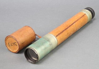 W Ottway & Co. London, Ealing, a single draw Officer of the Watch telescope no.3679 45, patent no. 373 A, complete with leather carrying case 