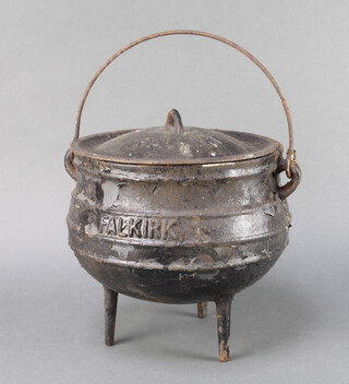 A Falkirk No.3 iron cauldron complete with lid 27cm h x 26cm diam. 