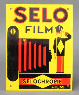 An enamelled advertising sign - Selo Films, Selochrome film 25cm x 19cm  