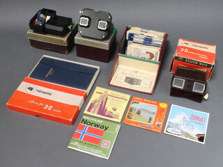 A View Master stereoscope, ditto light attachment, a View Master 3 dimensional viewer, a ditto album for 3D discs and various discs