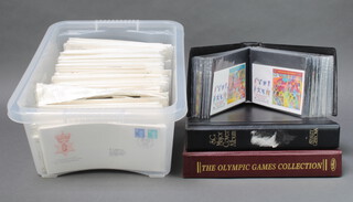An album of 1986 Olympic Games first day covers, signed by various athletes, 1 other and a box of mixed first day covers