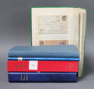 An album of Victorian and later stamped envelopes, an album of franked envelopes, a blue stock book of used GB stamps Victoria and later, together with 2 albums of GB first day covers
