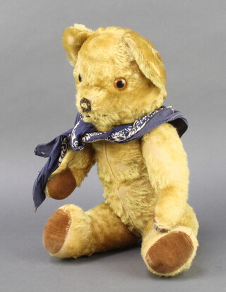 A yellow mohair teddy bear (squeaker f) 51cm 