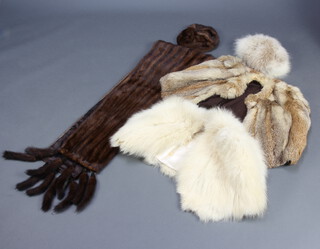 A lady's mink stole by Alijo Srinagar Kashmir, 2 other capes and 2 fur hats 