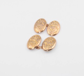 A pair of 9ct yellow gold engraved cufflinks 2.3 grams 