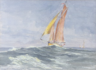 Montague Webb 1950, watercolour, study of a yacht in full sail 25cm x 35cm, signed 