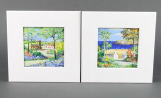 ** Alan King, a pair of oil paintings on board, Four Seasons "Summer in Cornwall and Spring in Somerset" 11cm x 11cm, signed and signed to the reverse PLEASE NOTE - Works by this artist may be subject to Artists Resale Rights 
