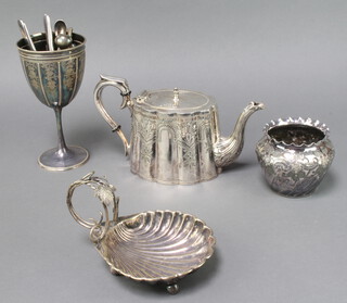 A Victorian silver plated cup and minor plated wares 