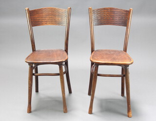 Jacob & Josef Kohn Wien, a pair of bentwood chairs both with labels to base  