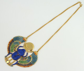 A Thomas Fattorini gilt and enamelled scarab necklace 10cm 