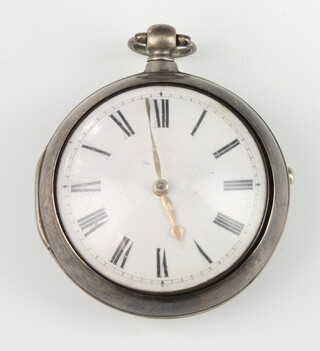 A George IV silver pair cased keywind pocket watch, London 1828 