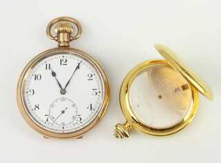 A gentleman's gold plated pocket watch with seconds at 6 o'clock and a gilt ditto