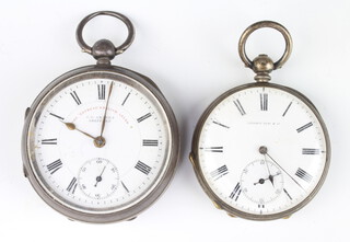 A silver cased keywind pocket watch, Chester 1900 with seconds at 6 o'clock, a ditto stamped 875