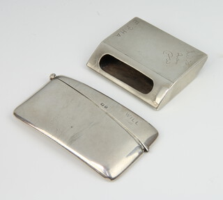 A silver card case Birmingham 1919, 50 grams, together with a silver match book holder, London 1917, 48 grams 