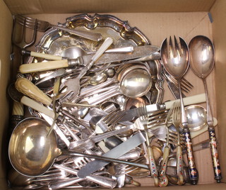 A plated ladle and minor plated cutlery 