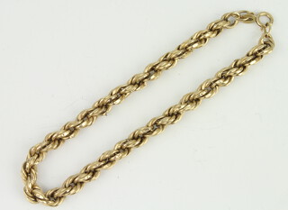 A 9ct yellow gold rope twist bracelet, 3 grams 