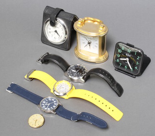 A gilt cased carriage timepiece and minor watches 