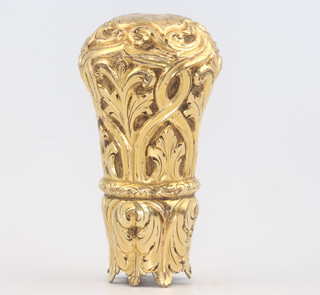 A gilt metal Victorian repousse walking cane knop, 5cm, (the interior of the knop is filled with paper)