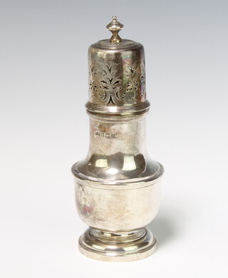 A silver sugar shaker of Queen Anne design Birmingham 1912, 244 grams