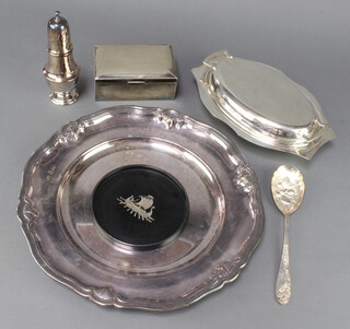 A silver plated salver 34cm and minor plated wares