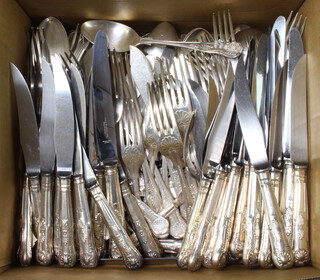 A large quantity of plated Kings Pattern cutlery (153) 