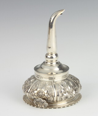 A George IV silver wine funnel with repousse floral decoration London 1825, 110 grams 