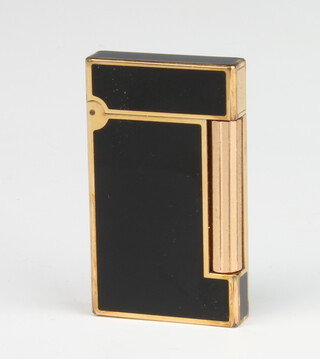 A lady's silver plated and enamelled Dupont cigarette lighter boxed 
