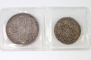 A George II sixpence and a George II shilling 
