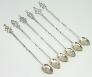 Six Dutch "silver" cocktail spoons, 90 grams