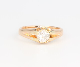 A gentleman's yellow gold single stone brilliant cut diamond ring approx. 0.5ct, 4.2 grams, size L 