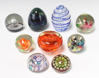 A millefiori multi-cane paperweight 7cm and 8 others
